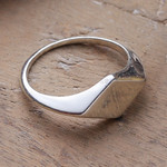 Sterling silver band ring, 'Diamond Desire' - High-Polished Diamond-Shaped Sterling Silver Band Ring
