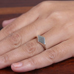 Sterling silver band ring, 'Diamond Desire' - High-Polished Diamond-Shaped Sterling Silver Band Ring