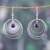 Amethyst dangle earrings, 'Triple Wisdom' - Modern Polished Sterling Silver and Amethyst Dangle Earrings (image 2) thumbail