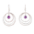 Amethyst dangle earrings, 'Triple Wisdom' - Modern Polished Sterling Silver and Amethyst Dangle Earrings thumbail