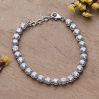 Sterling silver tennis style bracelet, 'Ethereal Sparkle'