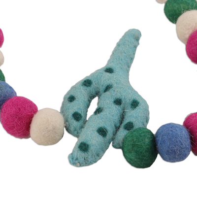 Wool felt garland, 'Festive Llamas' - colourful Llama and Cactus-Themed Wool Felt Garland
