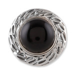 Onyx cocktail ring, 'Enigmatic Lady' - Polished Modern Onyx Cabochon Cocktail Ring from India