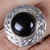 Onyx cocktail ring, 'Enigmatic Lady' - Polished Modern Onyx Cabochon Cocktail Ring from India