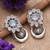 Rainbow moonstone drop earrings, 'Triumph in Spring' - Floral Five-Carat Faceted Rainbow Moonstone Drop Earrings