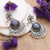 Multi-gemstone dangle earrings, 'Lunar Divinity' - 2-Carat Natural Multi-Gemstone Dangle Earrings from India