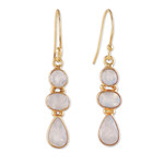 Gold-plated rainbow moonstone dangle earrings, 'Heavenly Gaze' - Gold-Plated Dangle Earrings with 6-Carat Rainbow Moonstones