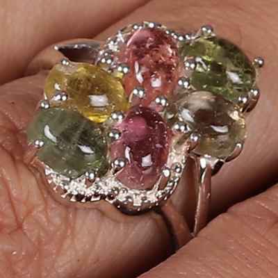 Tourmaline cocktail ring, 'Creative Passion' - High Polished Tourmaline Cocktail Ring from India