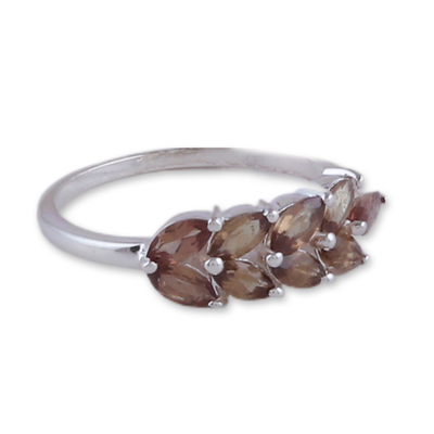 Garnet cocktail ring, 'Scarlet Forest' - Marquise-Shaped Natural Garnet Cocktail Ring from India