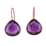 Rose gold-plated amethyst drop earrings, 'Spiritual Sparks' - 18k Rose Gold-Plated 11-Carat Amethyst Drop Earrings