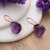 Rose gold-plated amethyst drop earrings, 'Spiritual Sparks' - 18k Rose Gold-Plated 11-Carat Amethyst Drop Earrings (image 2b) thumbail