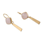 Gold-plated rose quartz dangle earrings, 'Monument of Kindness' - 18k Gold-Plated 12-Carat Natural Rose Quartz Dangle Earrings
