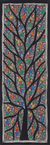 Madhubani painting, 'Tree of Life with Birds II' - Madhubani Painting of Tree of Life with Colorful Birds