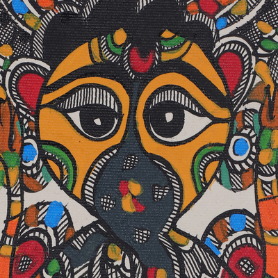 pintura madhubani - Pintura Madhubani del dios hindú Ganesha sobre papel hecho a mano