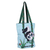 Cotton tote bag, 'Bamboo Message' - Printed Inspirational Panda-Themed Green Cotton Tote Bag