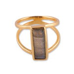 Gold-plated labradorite cocktail ring, 'Golden Enigma' - Modern 18k Gold-Plated Two-Carat Labradorite Cocktail Ring