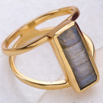 Gold-plated labradorite cocktail ring, 'Golden Enigma' - Modern 18k Gold-Plated Two-Carat Labradorite Cocktail Ring