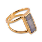 Gold-plated labradorite cocktail ring, 'Golden Enigma' - Modern 18k Gold-Plated Two-Carat Labradorite Cocktail Ring