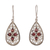 Garnet dangle earrings, 'Queen of Passion' - Floral Three-Carat Natural Garnet Dangle Earrings from India