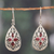 Garnet dangle earrings, 'Queen of Passion' - Floral Three-Carat Natural Garnet Dangle Earrings from India