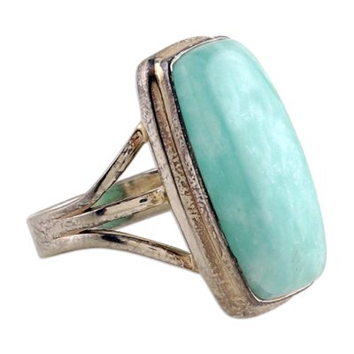 Amazonite cocktail ring, 'Calm Sea' - Polished Sterling Silver Natural Amazonite Cocktail Ring