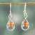 Carnelian dangle earrings, 'Orange Interlace' - Classic High-Polished Natural Carnelian Dangle Earrings (image 2) thumbail