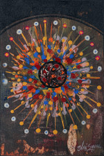 'Cosmic Dance' - Signed Expressionist Dark-Toned Multicolor Acrylic Painting