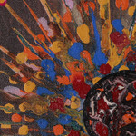 'Cosmic Dance' - Signed Expressionist Dark-Toned Multicolor Acrylic Painting