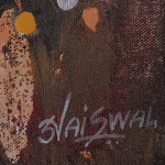 'Cosmic Dance' - Signed Expressionist Dark-Toned Multicolor Acrylic Painting