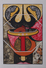 'Triyambhkeshwara' - Signed Expressionist Classic Yellow and Red Acrylic Painting