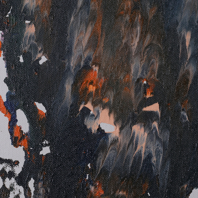 'Meeting Emotions' - Signed Abstract Dark-Toned Acrylic Painting from India