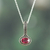 Rhodium-plated ruby pendant necklace, 'Pink Joy' - Classic One-Carat Faceted Ruby Pendant Necklace from India (image 2) thumbail