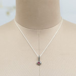 Rhodium-plated ruby pendant necklace, 'Pink Joy' - Classic One-Carat Faceted Ruby Pendant Necklace from India