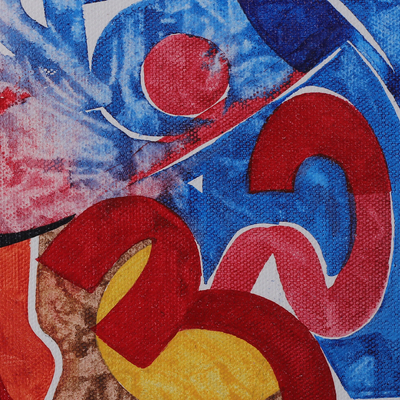 „Kosmischer Klang“ – signiertes expressionistisches Omkara-Acrylgemälde aus Indien
