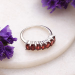 Garnet cocktail ring, 'Positive Passion' - Polished One-Carat Faceted Garnet Cocktail Ring from India