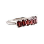 Garnet cocktail ring, 'Positive Passion' - Polished One-Carat Faceted Garnet Cocktail Ring from India