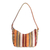 Suede shoulder bag, 'Modern Glam' - White Grey Orange Red and Yellow Striped Suede Shoulder Bag