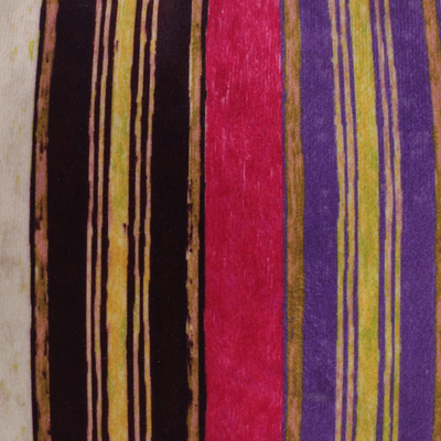 Bolso bandolera de ante - Bolso bandolera de ante a rayas blanco, morado, rosa, negro y amarillo