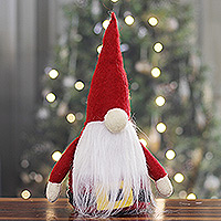 Acento decorativo de fieltro de lana, 'Santa Gnome' - Acento decorativo de Navidad de fieltro de lana hecho a mano Santa Gnome