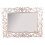 Wood mirror, 'Reflections in White' - Handmade Openwork Distressed Wall and Tabletop Wood Mirror