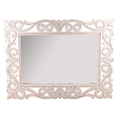 Espejo de madera - Espejo de madera de mesa y pared desgastado calado hecho a mano