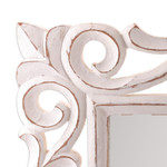 Wood mirror, 'Reflections in White' - Handmade Openwork Distressed Wall and Tabletop Wood Mirror