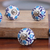 Ceramic knobs, 'The Forest Blue' (set of 6) - Set of 6 Handcrafted Blue and White Leafy Ceramic Knobs (image 2b) thumbail
