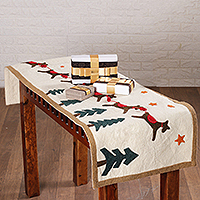 Applique wool felt table runner, 'Winter Wonderland' - Handmade Applique Wool Felt Christmas Themed Table Runner