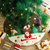 Wool felt tree skirt, 'Playful Santa' - Handcrafted Santa-Themed Wool Felt Tree Skirt from India