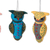 Wool felt ornaments, 'Dancing Owls' (set of 5) - Set of 5 Handmade Owl-Themed Embroidered Wool Felt Ornaments