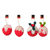 Wollfilz-Ornamente, (4er-Set) - Set aus 4 rot-weißen Wollfilzornamenten mit Erdbeermotiv