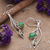 Peridot dangle earrings, 'Lucky Harmony' - Leafy Peridot and Recon Turquoise Dangle Earrings from India