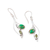 Peridot dangle earrings, 'Lucky Harmony' - Leafy Peridot and Recon Turquoise Dangle Earrings from India