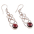 Garnet dangle earrings, 'Passionate Twists' - Polished Natural Garnet Dangle Earrings from India